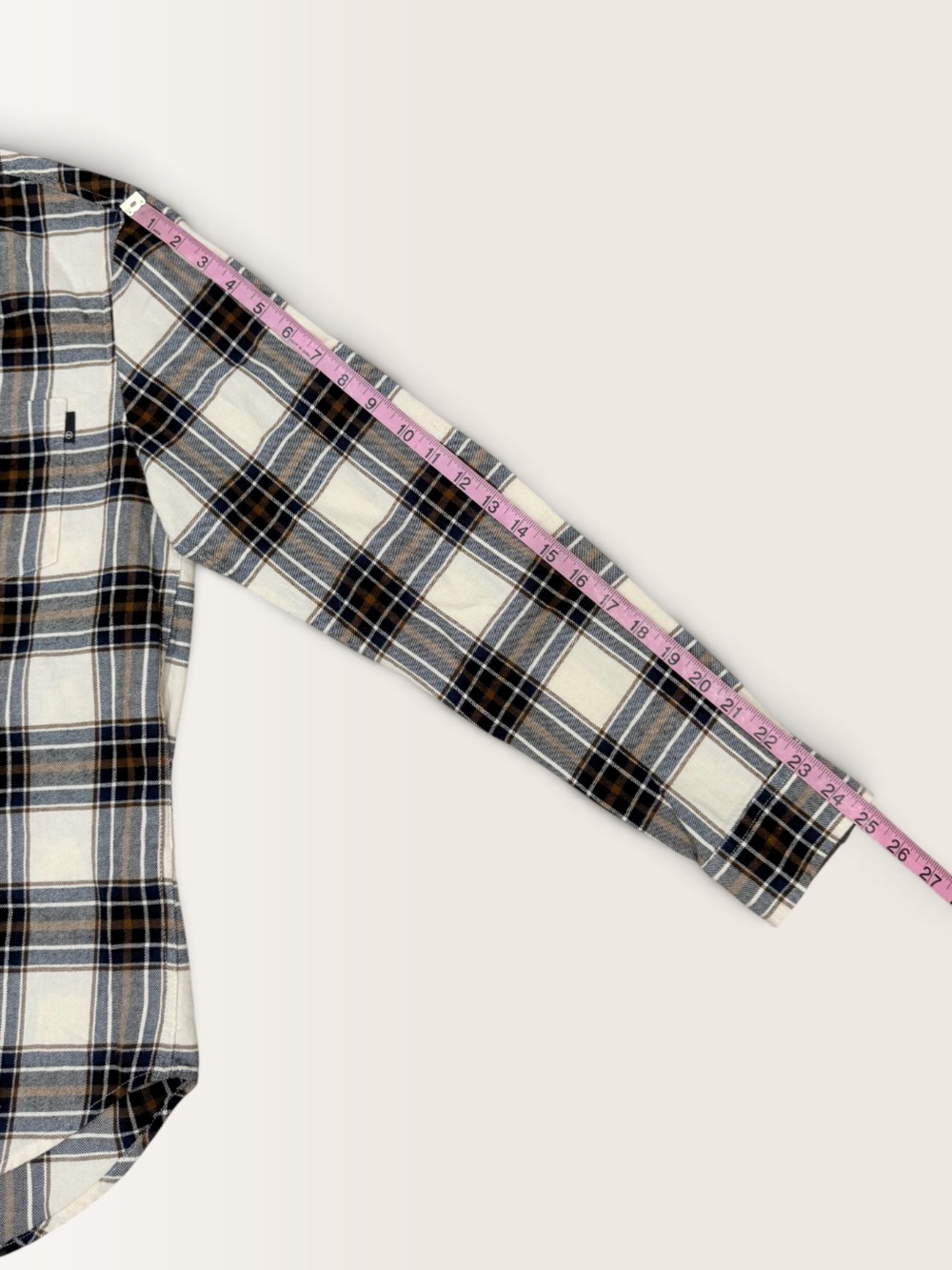 AG Men’s Small Aiden Plaid 100% Cotton Flannel Button-Up Shirt NWT Cream/Navy - Picture 13 of 16